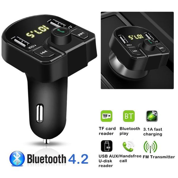 

clfm transmitter bluetooth handscar kit u disk tf mp3 player 4.1a usb charger multi-functional car vehicle part