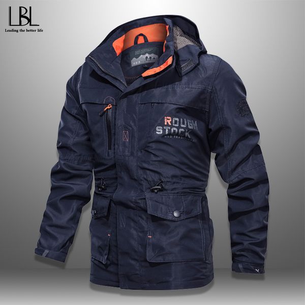 

2020 men's waterproof bomber jacket autumn winter multi-pocket tactical jackets windproof cargo pilot coat windbreakers, Black;brown