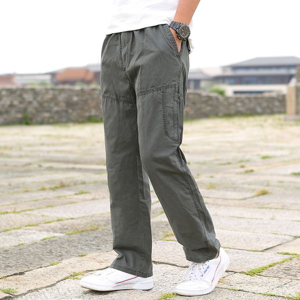 

2020 summer autumn men cargo pants mens casual cotton long pants straight joggers homme flat trousers men plus size 5xl 6xl, Black
