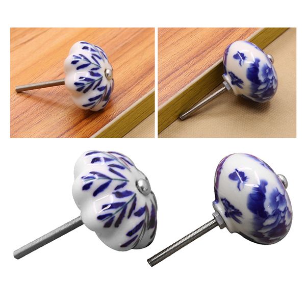 

2pcs vintage ceramic kitchen door knobs cupboard dresser pull handles 41mm