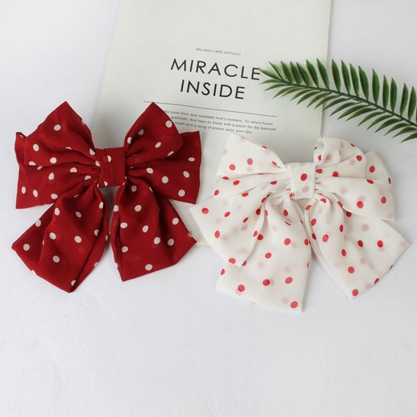 

2020 новых корейский стиля милых детских большой лук шпилька горошек аксессуары для волос все соответствует сплошному цвету стороны клип баб, Slivery;white