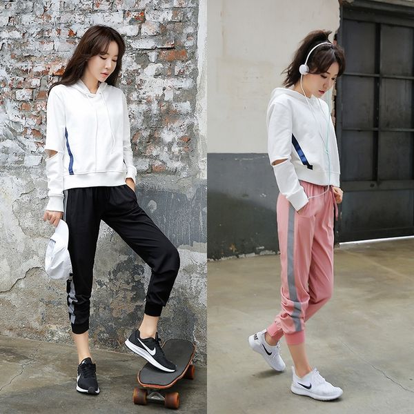 

sports suit women's autumn new fitness morning running fashion gym running yoga clothes yoga clothes, White;red