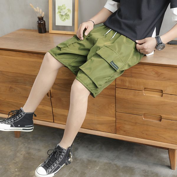 

men's casual shorts workwear shorts men ular brand loose-fit multi-pockets casual pants students summer -45, White;black