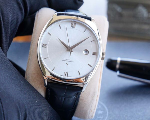 

золотые часы роскошные мужские часы автоматические часы бренда 40мм моды кожаный ремень водонепроницаемый механические качества часы wholesa, Slivery;brown