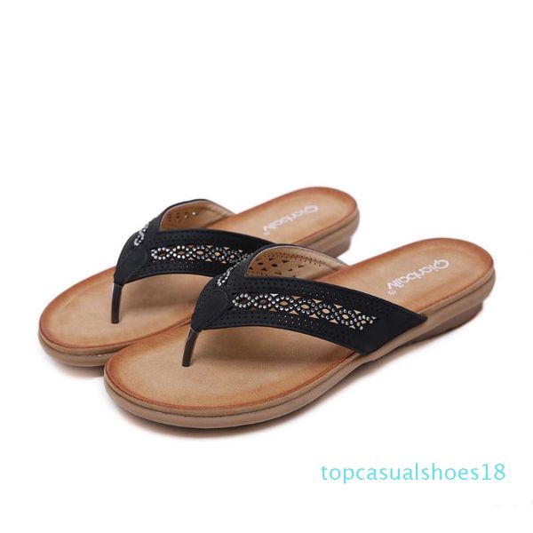 

holiday beach slippers fashion summer women's open-toe flip flops slippers sandals women bohemian ethnic flat shoes sandals#0702 t18, Black