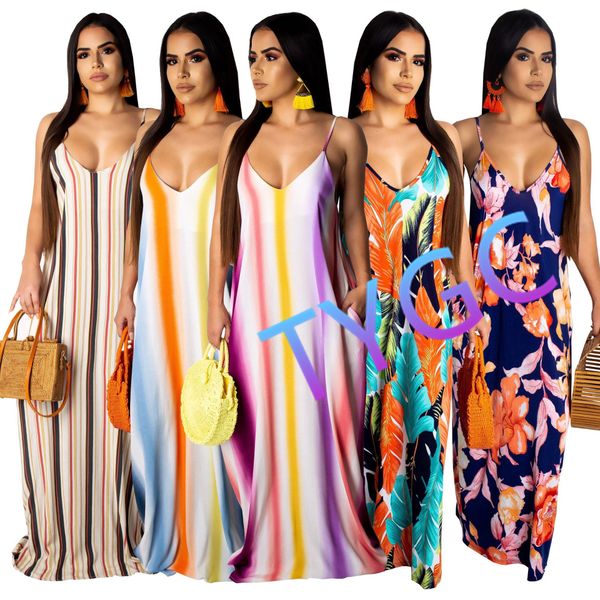 

long dress skirt petticoat underdress chiffon v-neck print loose dress new women's wear s-xxl size, Black;gray