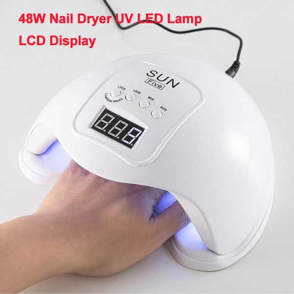 

48w nail dryer uv led lamp lcd display 24 leds nail dryer lamp for curing gel polish fast drying auto sensing manicure tool