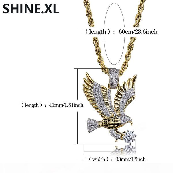 

men necklace gold color plated flying eagle pendant necklace micro pave zircon fashion animal jewelry wholesale, Silver