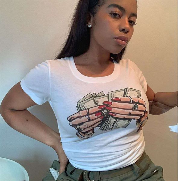 

женщины лето тенниска рук доллар printed вокруг шеи короткими рукавами пуловер топы тис тенденции моды дизайн толстовка горячая продажа ly71, Blue