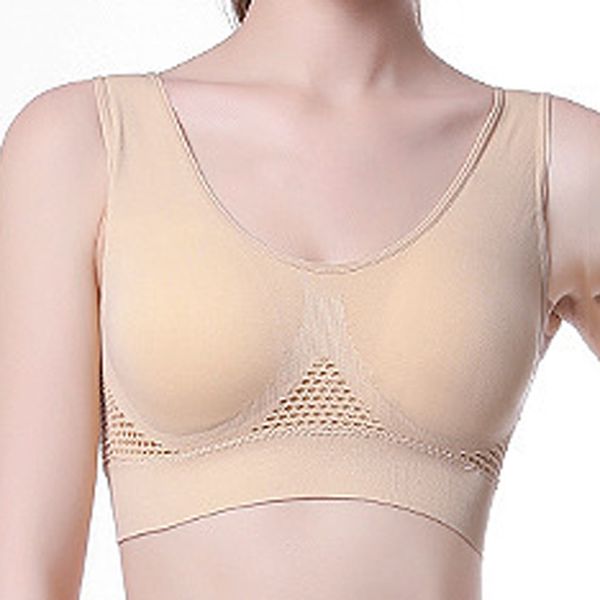 

s-xl large size women new design comfort aire bra hollow mesh breathable underwear shockproof sports support fitness bras, White;black