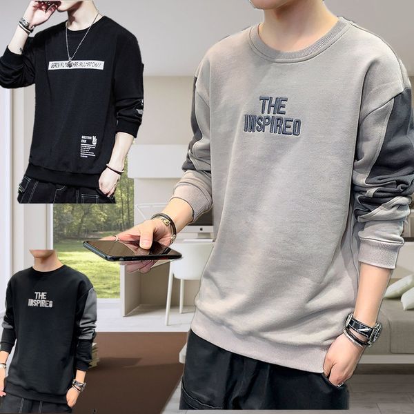

2020 new spring and autumn long-sleeved guard shirt men's won collar korean version loose bottomshirt, Black