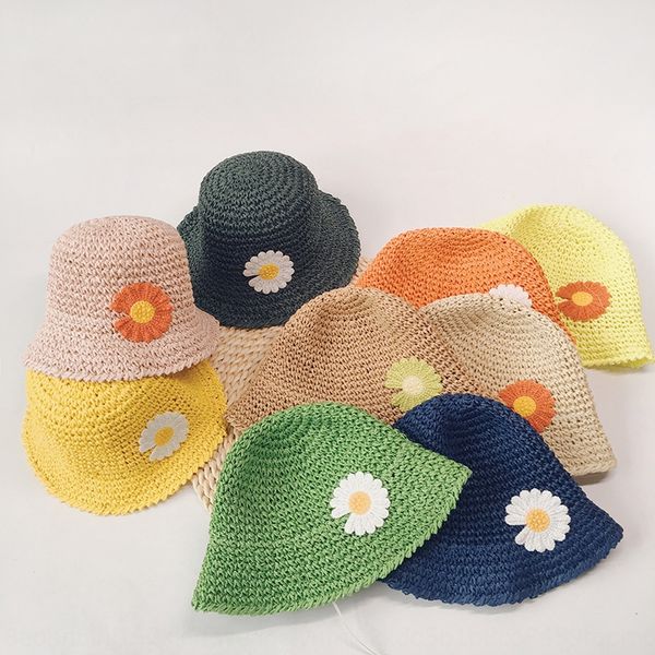 

new ins style daisy children's straw summer baby travel sun hat sweet cute paper straw hat, Yellow