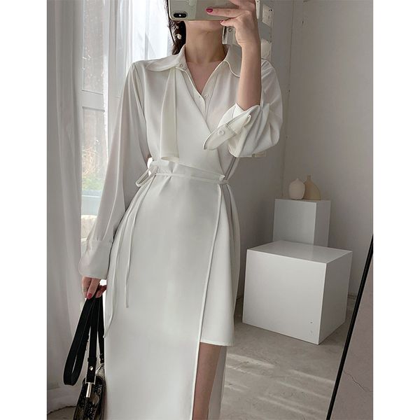 

women dress bandage asymmetrical long shirt dresses long sleeve irregular vintage white dresses women 2020 new v895, Black;gray