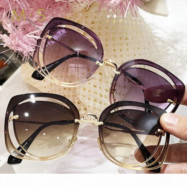 

ms 2018 women luxury classic eyewear female original brand designer sunglasses pierced sun glasses fashion uv400 y200619, White;black