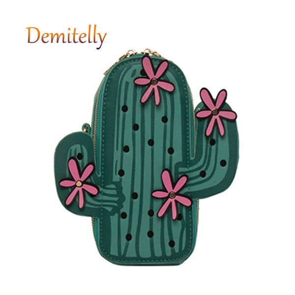 

new green plant women handbag fashion personality cactus design shoulder messenger bag funny lady tote bag wallet crossbody