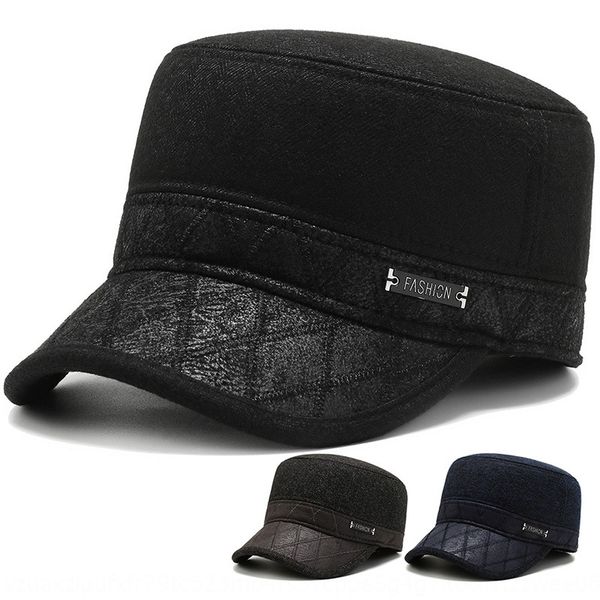 

i76kl new men's season fashion warm with earflaps flat cap middle-aged and elderly ear-protection cap with velvet warm flat hat wint, Blue;gray