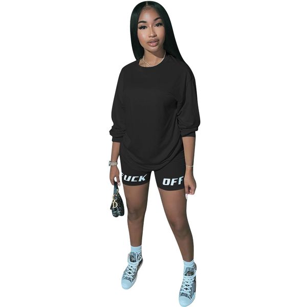 

summer 2020 selling new women's printed stationery casual two-piece set, fashion sportswear, multi - color popular running, Black;white