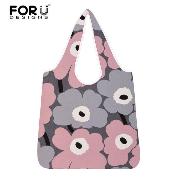 

forudesigns fashion floral style women shopper bags poppy flower printed reusable portable ladies eco-friendly bag woman storage