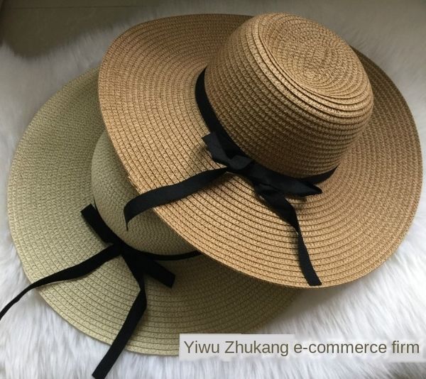 

new beach shade sun straw sun for 2020 season foldable beach travel straw korean-style large hat female hat, Blue;gray