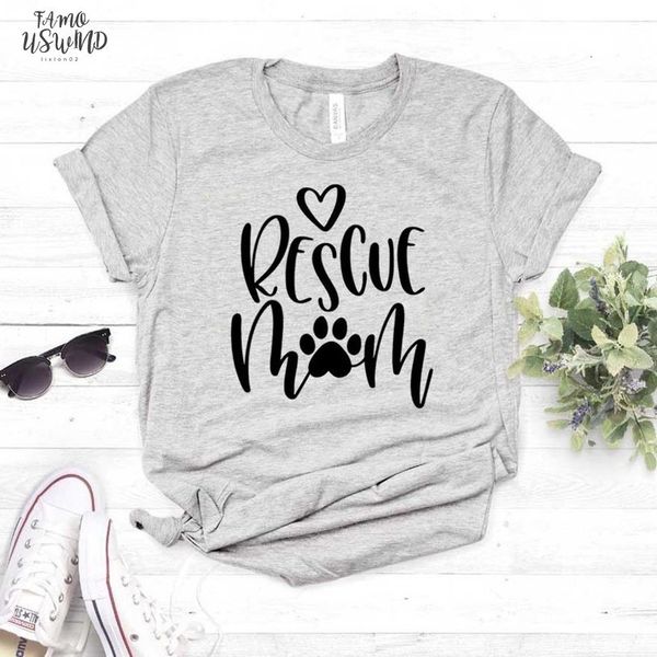 

rescue mom dog cat paw print women tshirt cotton casual funny t shirt letter for lady girl tee hipster drop ship, White