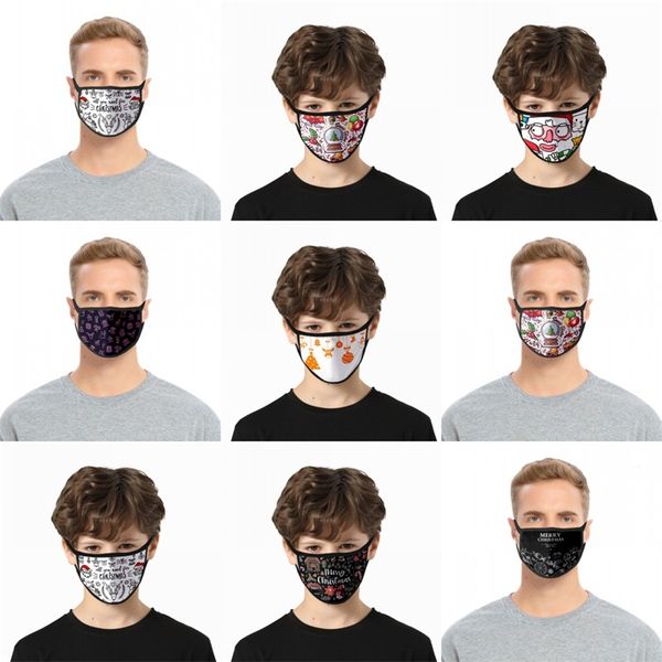 

merry christmas face masks print mascarilla reusable anti pm 2.5 cloth breathing mascherine washable child man 2 2glb c2, Black