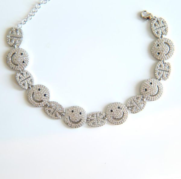 

smile face lucky women charm bracelet gold-color adjustable length chain bracelets for women party wedding jewelry, Golden;silver
