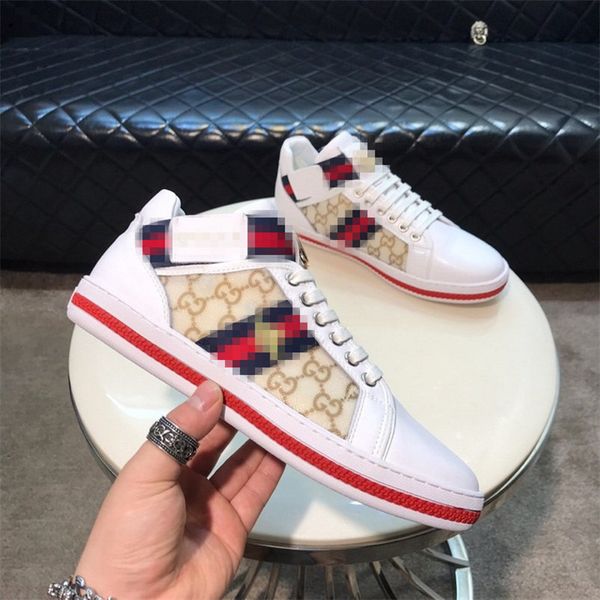 

italy vintage ace bee shoes fashion luxury platform dress casual men women shoes snake star triple red white real leather designer sneakers, Black
