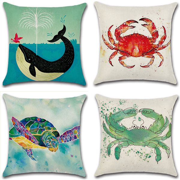 

ocean style animal marine sea dolphin crab whale turtle pillow case sofa chair cushion cover shop house home decoration for gift