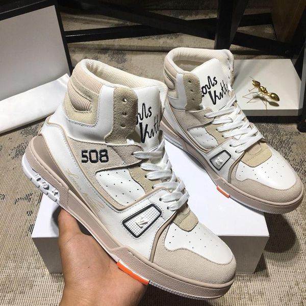 

trainker sneaker boot mens shoes new arrival fashion classic breathable outdoor walking vintage shoes lace -up high men shoes drop ship