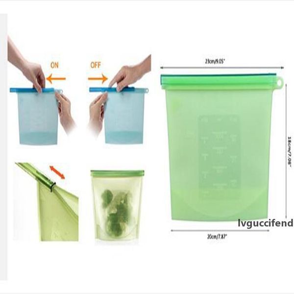 

silicone food fresh bags reusable wraps fridge food storage containers refrigerator bag kitchen colored ziplock bags 4 colors lxl100a2