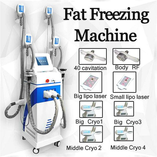 

5 in 1 handles cryolipolysis salon use multifunction cavitation rf lipo laser cryolipolysis machine cryolipolysis + rf+ laser + 40khz