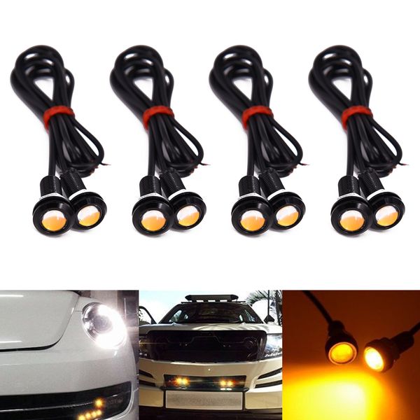 100pcs Eagle Eye LED luz amarela âmbar fina luzes diurnas DRL Cauda Luzes Lâmpadas 12V Nevoeiro backup Luz Traseira Marcador Acessórios para automóvel