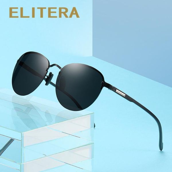 

elitera classic pilot polarized sunglasses men women driving clear lens sun glasses male vintage brand design, White;black