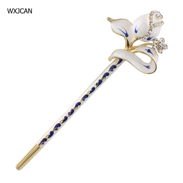 

wxjcan ethnic classic hairsticks for women color drawing hair stick lace step vintage bride headdress enamel hairwear h1053, Golden;silver