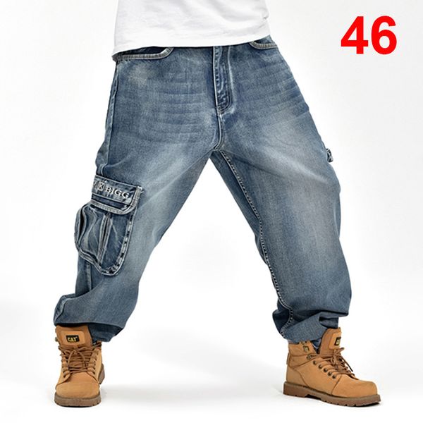 

baggy jeans men denim pants loose streetwear jeans 2020 fashion skateboard pants for men plus size trousers solid color blue s93