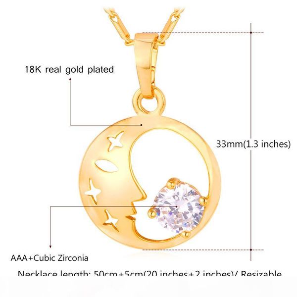 

women's beauty face pendants 2015 new fashion jewelry platinum 18k gold plated cubic zirconia pendant necklace, Silver