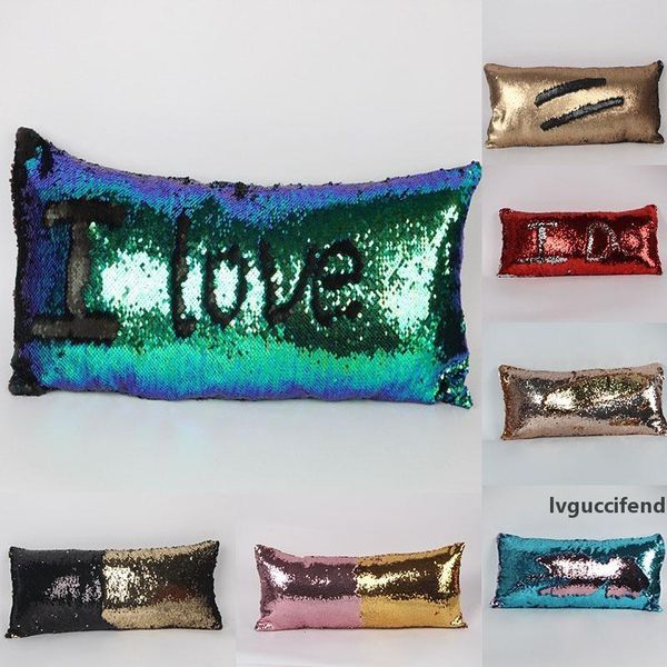

new two color sequins pillow case pillowslip fashion mermaid pillow covers home sofa car decor cushion 30*60cm wx-p04