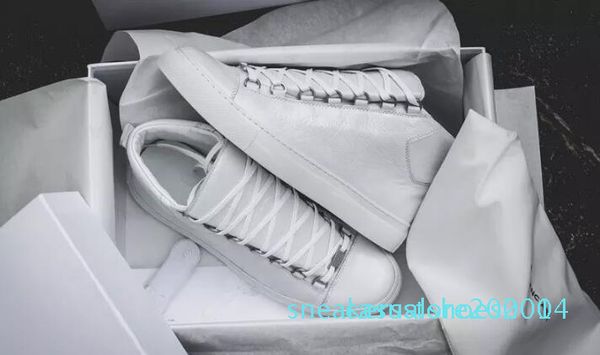 

2019 new new brand hiphop casual men sneakers blue genuine leather sheepskin arena lace-up kanye west trainers high to c14, Black