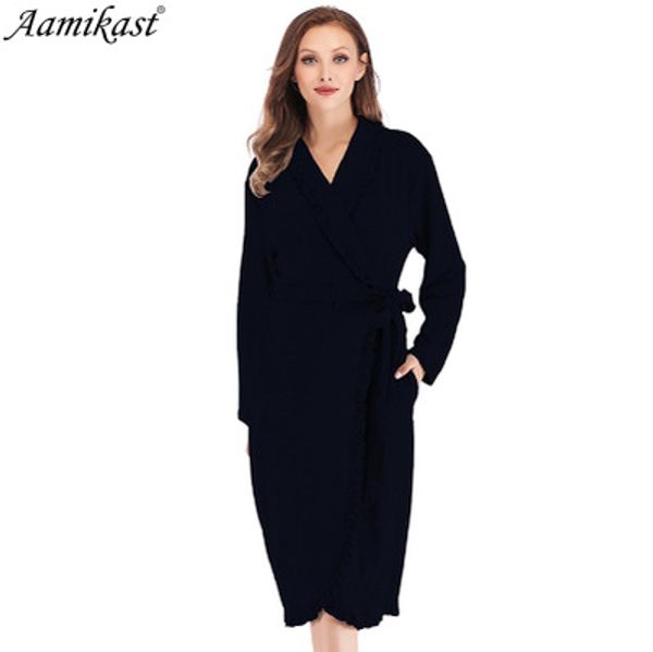 

womens designer sleepwear autumn and winter new women's loose home service long-sleeved ruffled robe explosion models 2020 new style, Black;red