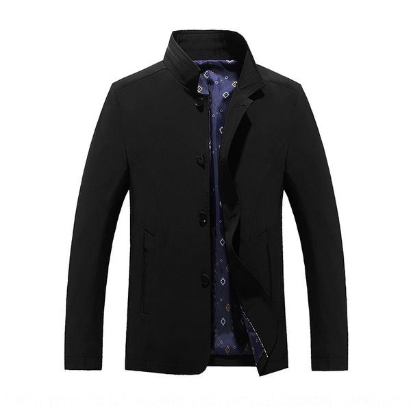 

2019 jacket spring autumn new duster men's slim middle-aged single breasted length anti-wrinkle jacket men's, Tan;black