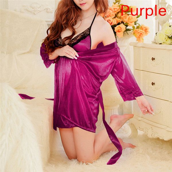 

women's sleepwear black women lace womens silk satin ladies pajamas sleepwear&robes nightdress 2pcs/set, Black;red