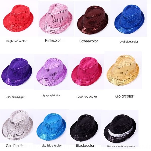 

jazz performance sequins sequin stage dance children's hat children's day hat, Yellow