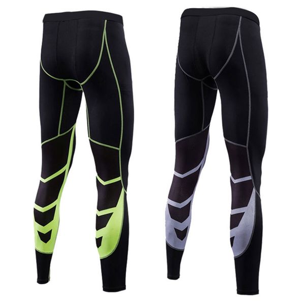 

men's compression pants elastic quick drying slimming polyester sports running training tights leggings, Black;blue