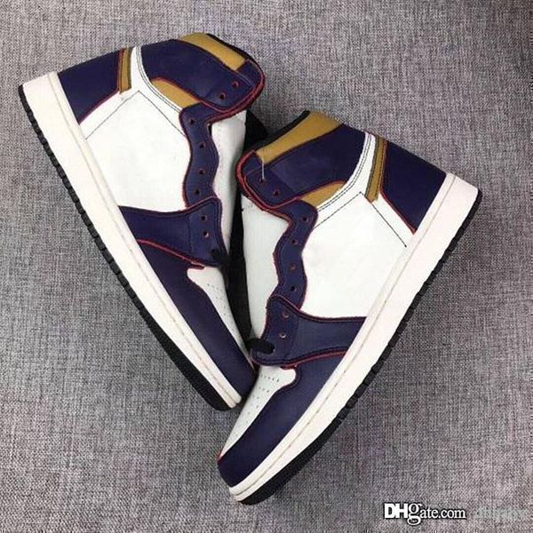 

2019 выпуск оригиналы воздуха высокий 1 og defiant sb лейкерс light bone суд фиолетовый черный золото баскетбол обувь ретро мужчины кроссовк