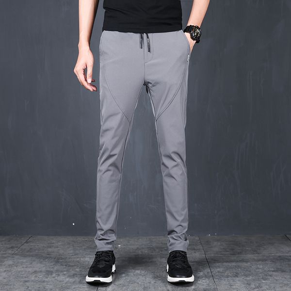 

men's fashion micro-bomb casual pants thin slim drawstring pants trousers male trend loose sports men's pantalones hombre, Black