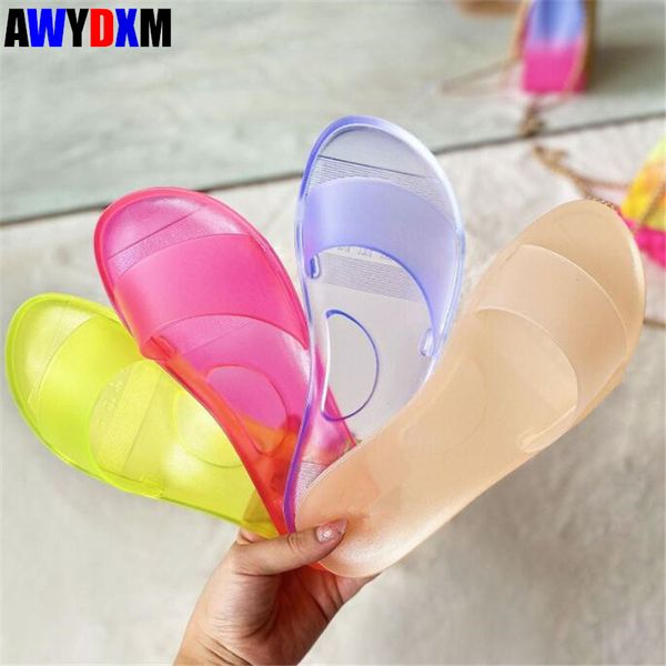 

summer sandals women open toe jelly shoes woman fashion pvc transparent slipper flat ladies casual beach sandal female 2020 new, Black