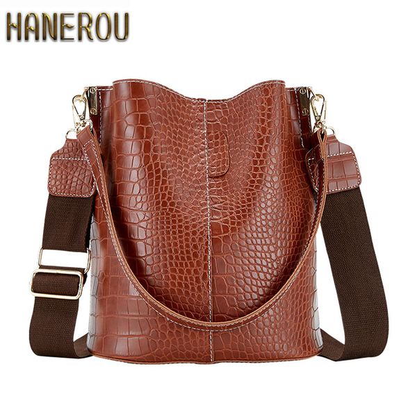 

casual vintage bucket bags for women shoulder bag alligator pattern quality pu leather messenger bag big tote hand crossbody