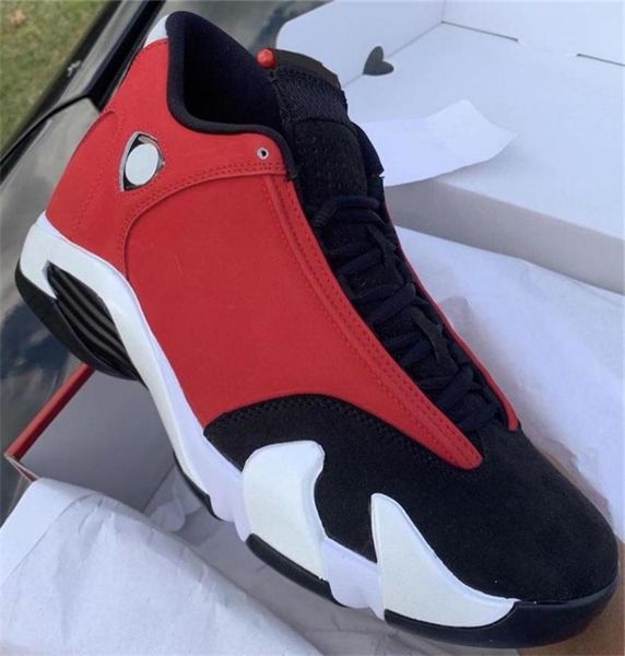 

2020 fashion 14 og high gym red basketball shoes gym red black white 14s 487471-006 authentic sports shoes size 7-13 0q0