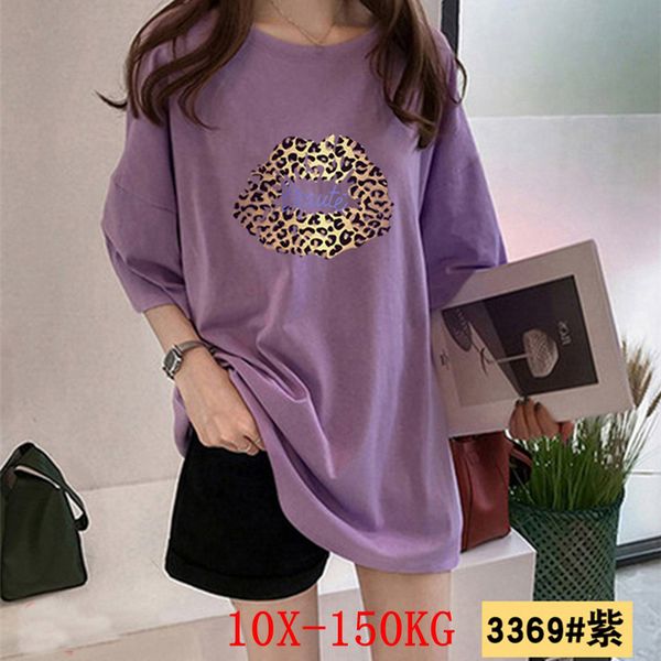 

large size women's t-shirt plus size 6xl 7xl 8xl 9xl summer round neck short-sleeved casual loose large red t-shirt top, White