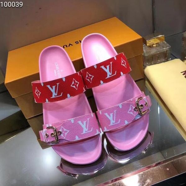 

women slide v sandals designer shoes luxury slide summer fashion wide flat slippery with thick sandals slipper flip flops size 35-42 gg